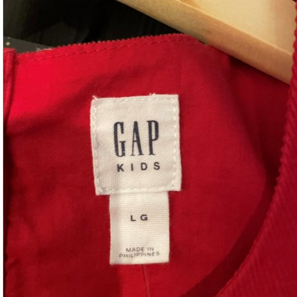 GAP Kids Vibrant Puff Sleeve Corduroy Dress; Size Large; color: Modern Red - Picture 1 of 4